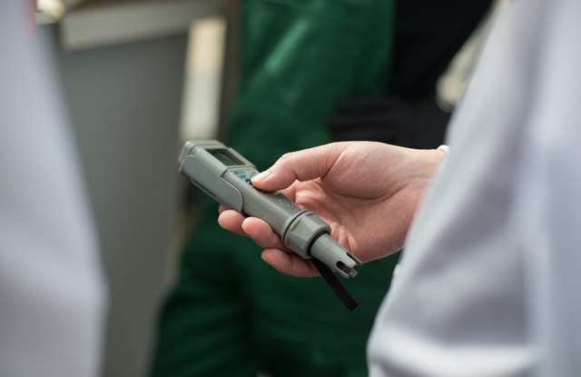 pessoa segurando pH de bolso